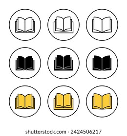 Book icon set vector. open book sign and symbol. ebook icon