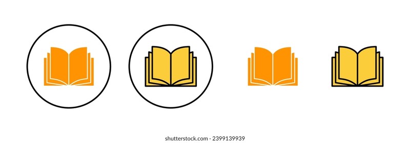 Juego de iconos de libro para aplicaciones web y móviles. símbolo y signo de libro abierto. icono de ebook