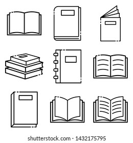 Book icon set. White background isolated