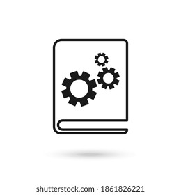 Book icon with settings sign. Book icon and customize, setup, manage, process concept. Vector graphics.