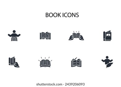 Book icon set.vector.Editable stroke.linear style sign for use web design,logo.Symbol illustration.