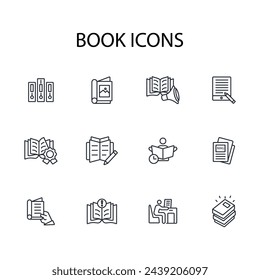 Book icon set.vector.Editable stroke.linear style sign for use web design,logo.Symbol illustration.