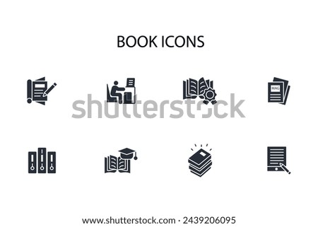 Book icon set.vector.Editable stroke.linear style sign for use web design,logo.Symbol illustration.