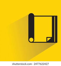 icono de libro con sombra sobre fondo amarillo