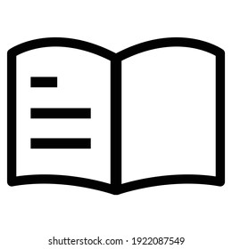 book icon. sign design, Open book vector, Opened book line icon, Reading line icon, Vector on white background, Book Education Outline Icon Vector Illustration