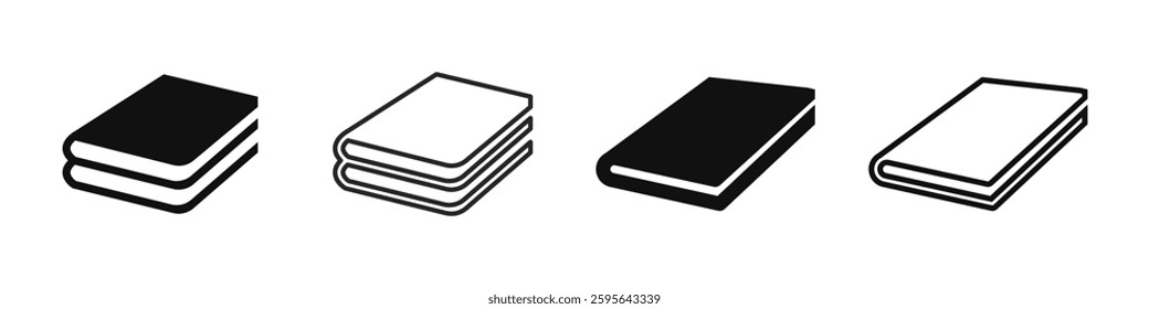 Book icon. Book silhouette. Notebook symbol. Closed book icon. E-book icon