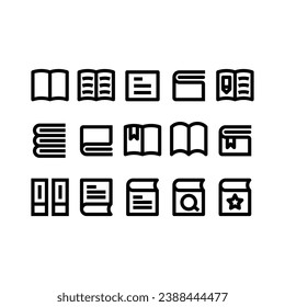 A book icon with a simple and clean shape, using a line style. Suitable for education app, education web, presentation, etc.