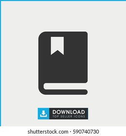 book icon. Simple filled book vector icon. On white background.