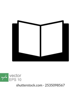 Buchsymbol. Einfacher flacher Stil. Lehrbuchlesen, offenes Buch, Schule, Bildung, Magazin, Bibliothek, Universität, Lernkonzept. Vektorgrafik einzeln auf weißem Hintergrund. EPS 10.