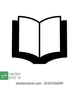 Ícone Livro. Estilo plano simples. Leitura de livros didáticos, livro aberto, escola, educação, revista, biblioteca, universidade, conceito de aprendizagem. Ilustração vetorial isolada sobre fundo branco. EPS 10.