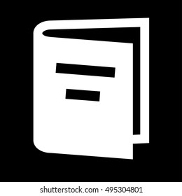Book icon. Simple logo of book isolated on black background. Flat illustration.