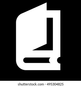 Book icon. Simple logo of book isolated on black background. Flat illustration.