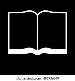 Book icon. Simple logo of book opened in a middle isolated on black background. Flat vector illustration.