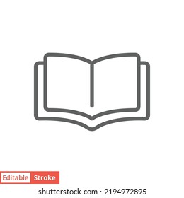Book icon. Simple outline style. Open book, publish, literature, library, paper, education concept. Thin line vector illustration isolated on white background. Editable stroke EPS 10.