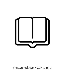 Icono de libro. Estilo de contorno simple. Libro abierto, publicación, literatura, biblioteca, papel, concepto educativo. Ilustración vectorial de línea delgada aislada en fondo blanco. EPS 10.