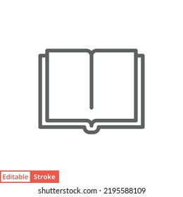 Book icon. Simple outline style. Open book, publish, literature, library, paper, education concept. Thin line vector illustration isolated on white background. Editable stroke EPS 10.