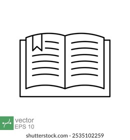 Book icon. Simple outline style. Textbook reading, open book, school, education, magazine, library, university, learning concept. Thin line vector illustration isolated on white background. EPS 10.