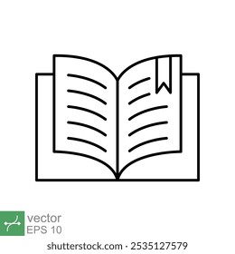 Book icon. Simple outline style. Textbook reading, open book, school, education, magazine, library, university, learning concept. Thin line vector illustration isolated on white background. EPS 10.