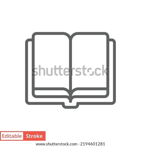 Book icon. Simple outline style. Open book, publish, literature, library, paper, education concept. Thin line vector illustration isolated on white background. Editable stroke EPS 10.