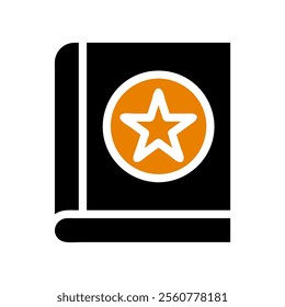 Book icon with star. Concept of bestseller, favorite, or award winning literature.