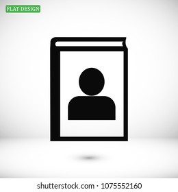 book icon, stock vector illustration flat design style