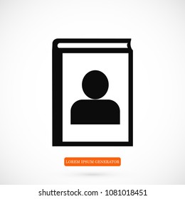 book icon, stock vector illustration flat design style