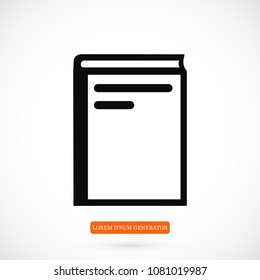 book icon, stock vector illustration flat design style