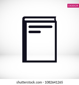 book icon, stock vector illustration flat design style
