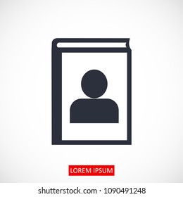 book icon, stock vector illustration flat design style