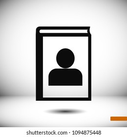 book icon, stock vector illustration flat design style
