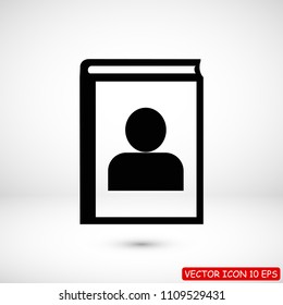 book icon, stock vector illustration flat design style