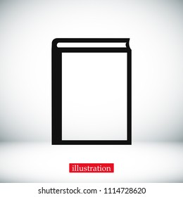 book icon, stock vector illustration flat design style