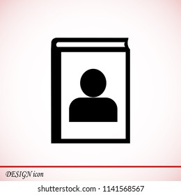 book icon, stock vector illustration flat design style