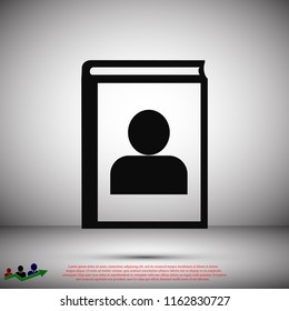 book icon, stock vector illustration flat design style