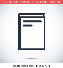 book icon, stock vector illustration flat design style