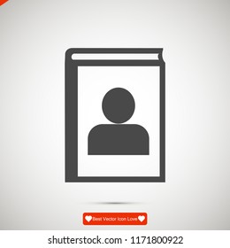 book icon, stock vector illustration flat design style