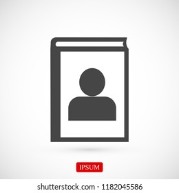 book icon, stock vector illustration flat design style