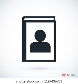 book icon, stock vector illustration flat design style