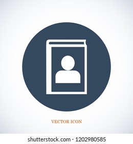 book icon, stock vector illustration flat design style