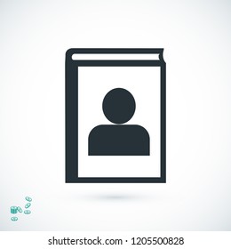 book icon, stock vector illustration flat design style