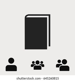 book icon, stock vector illustration flat design style
