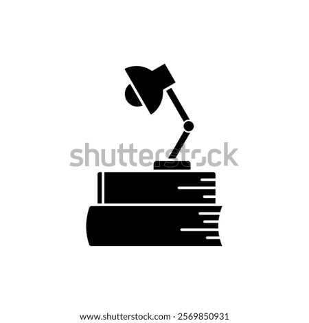 book icon with study lamp, simple flat style, logo sign symbol vector illustration pictogram, isolated on white for mobile app
