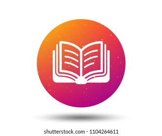 Book Icon. Study Literature Sign. Education Textbook Symbol. Circle Button With Soft Color Gradient Background. Vector