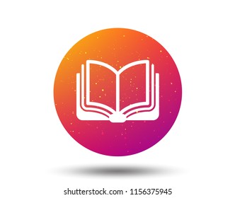 Book icon. Study literature sign. Education textbook symbol. Circle button with Soft color gradient background. Vector