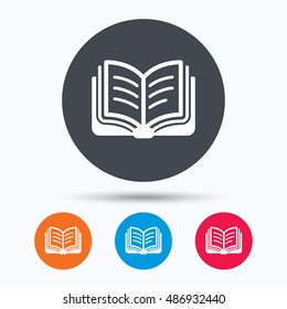 Book icon. Study literature sign.