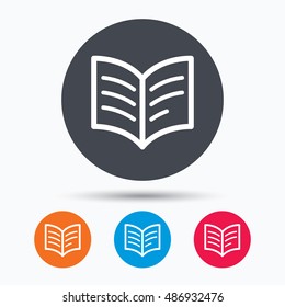 Book icon. Study literature sign.