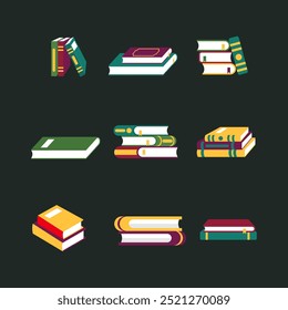 Book icon symbol Flat style. collection of isolated cartoon illustrations