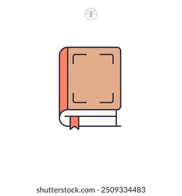 Ilustración vectorial del símbolo del icono del libro aislada en el fondo blanco