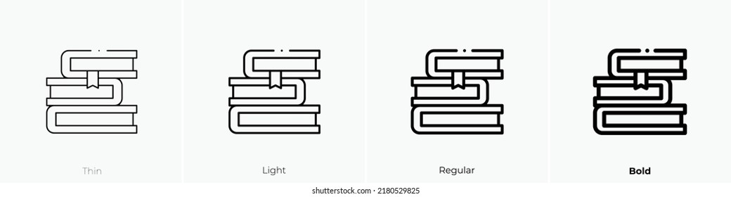 book icon. Thin, Light Regular And Bold style design isolated on white background