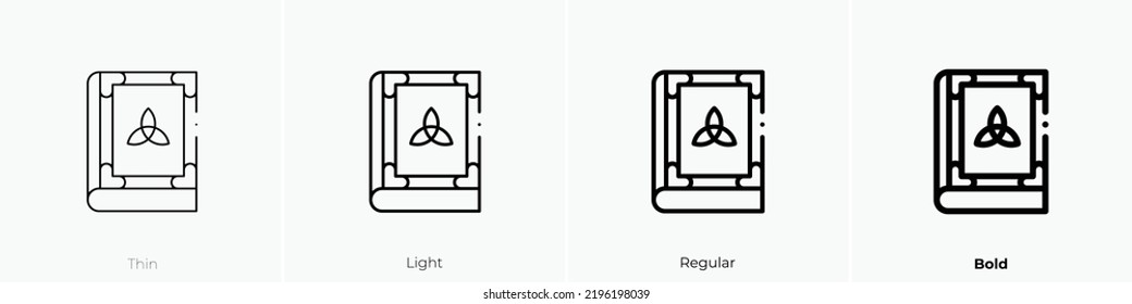 book icon. Thin, Light Regular And Bold style design isolated on white background